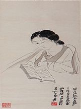 1605207_張大千_白描仕女讀書(shū)圖
